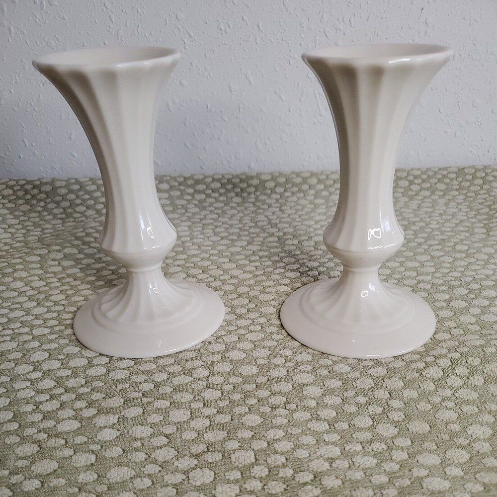 Vintage Lenox Special Classic Ivory/Cream Meridian Fluted Set of 2 Candlesticks